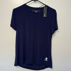 SOULCYCLE women’s keyhole short sleeve shirt navy size small NWT